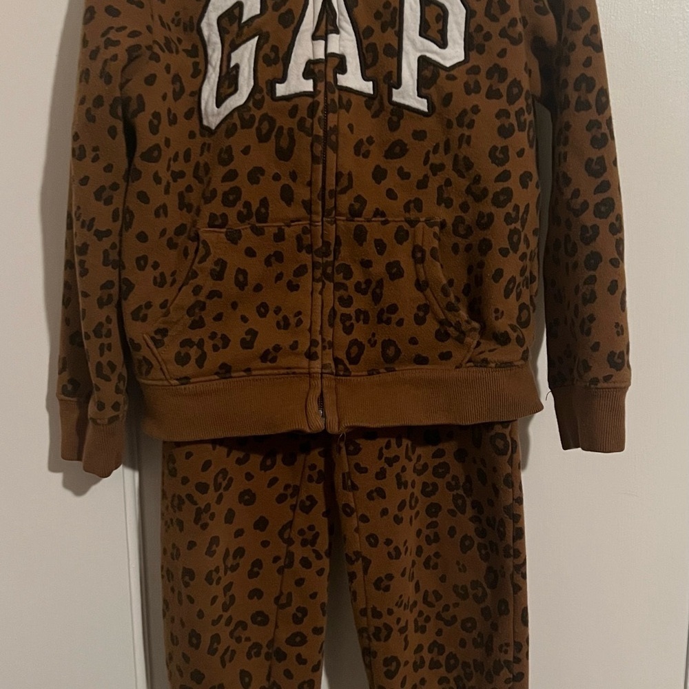 GAP Brown Leopard Print Hoodie and Pants Set